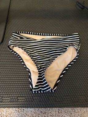 Women's Kona Sol Striped Black and White Bikini Bottom